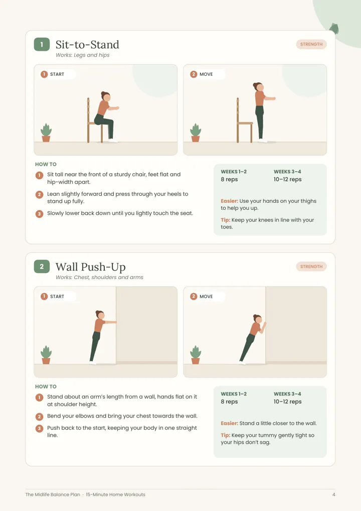 Illustrated exercise cards